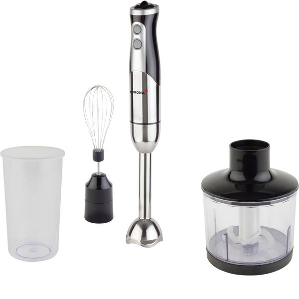 Frullatori a immersione - Korona Stabmixer Set Frullatore ad immersione 800 W con trituratore, regolatore di velocità Acciaio inox (lucido), Nero - Frullatori a immersione - Korona Stabmixer Set Frullatore ad immersione 800 W con trituratore, regolatore di velocità Acciaio inox (lucido), Nero -
