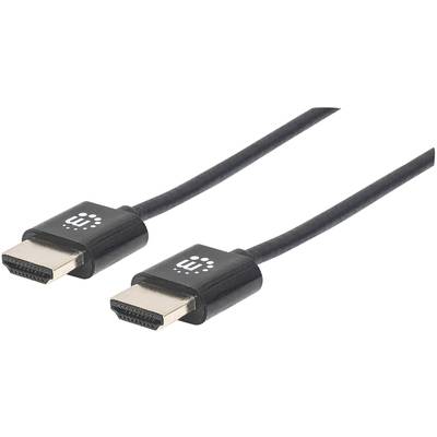 'Cavo HDMI nero con due connettori. Supporta la trasmissione di video e audio ad alta risoluzione.'