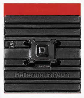 HellermannTyton FMB4APT-I-PA66HS-BK Basetta di fissaggio autoadesivo 151-01527 attacco flessibile, aperture su 4 lati Nero 1 pz.