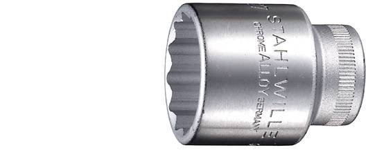 Bussola esagonale in metallo, color argento, con incisione 'STAHWILLE CHROME ALLOY GERMANY'. Utensile con profilo multiplo per lavori di avvitamento.