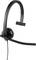 Un headset nero monolaterale con braccio del microfono, adatto per comunicazioni online o lavori in call center.