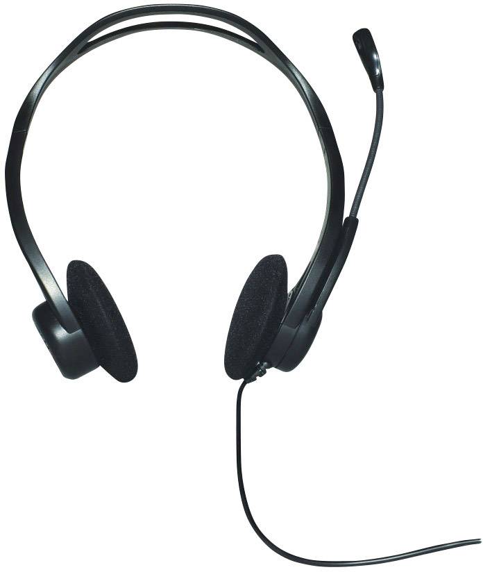 Un headset cablato con microfono, adatto per chiamate telefoniche o comunicazioni al computer.
