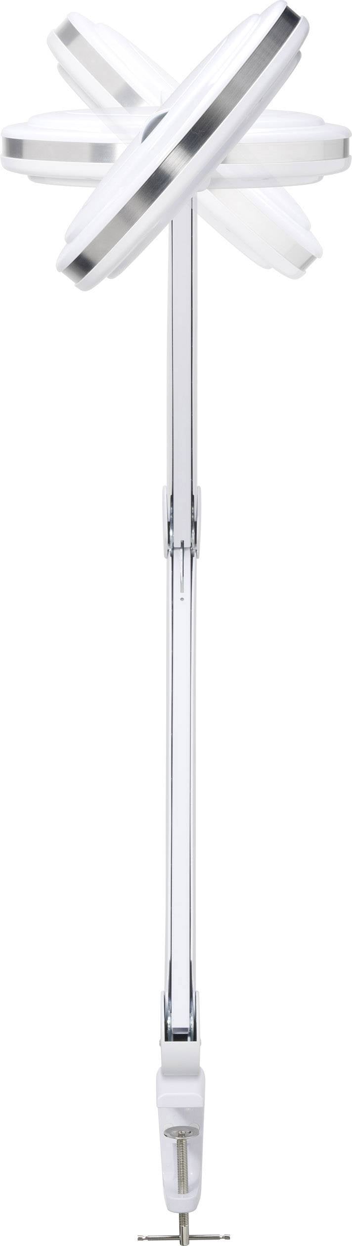 Lampada da scrivania LED moderna e regolabile con multiple articolazioni, che consente un'illuminazione ottimale sulle superfici di lavoro.