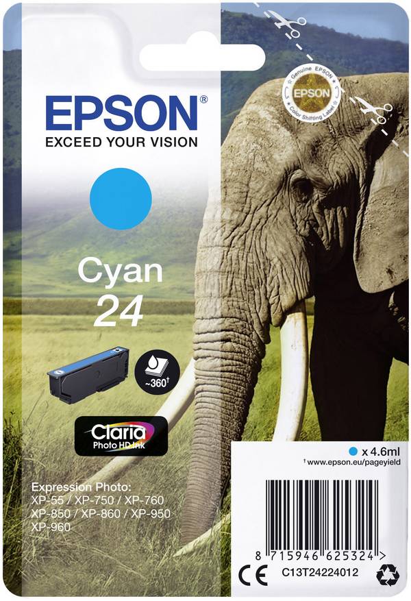Epson Elephant Cartuccia Ciano C13T24224012