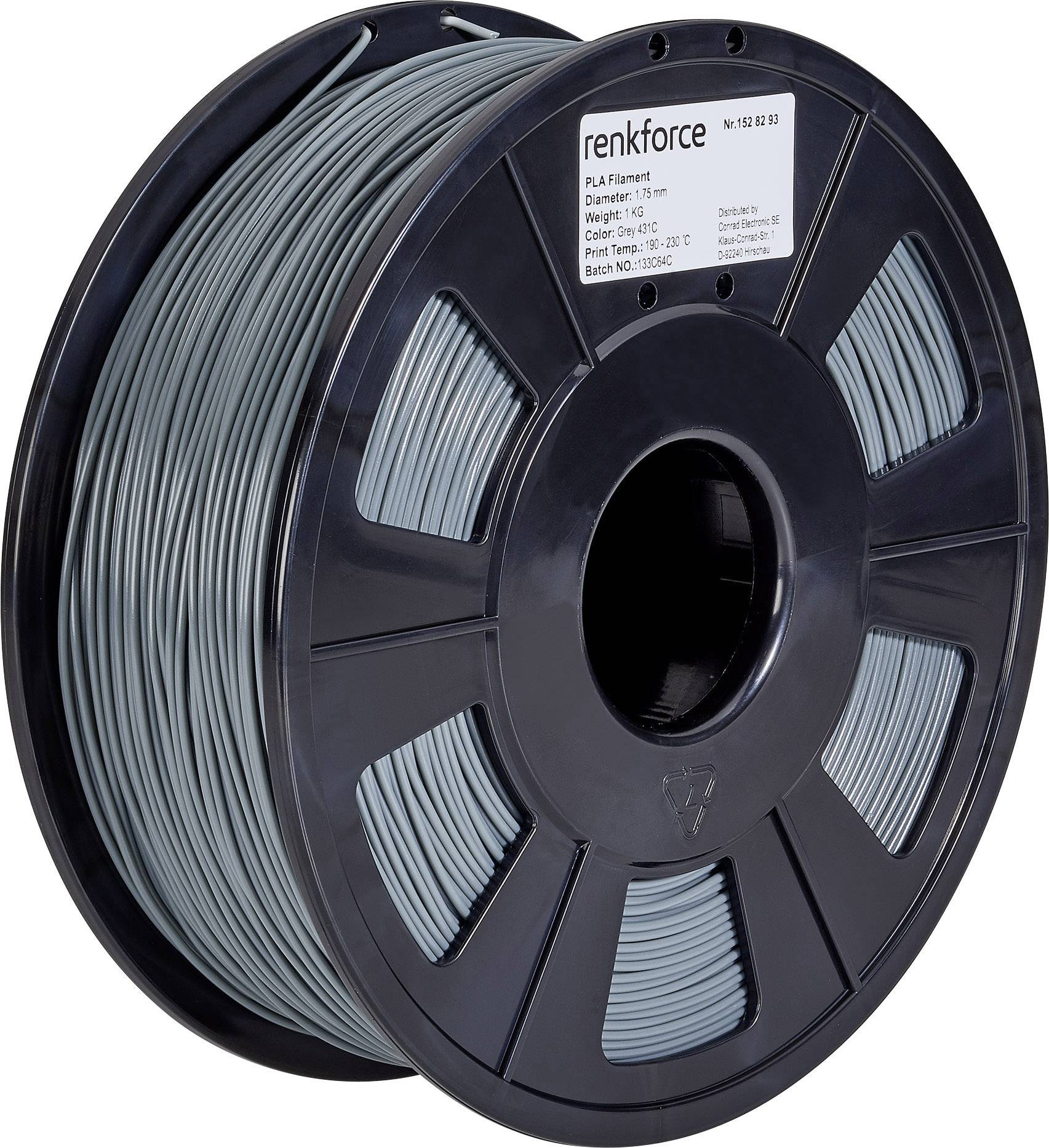 Renkforce RF-4511192 Filamento per stampante 3D PLA Pro 1.75 mm 1000 g Grigio 1 pz.