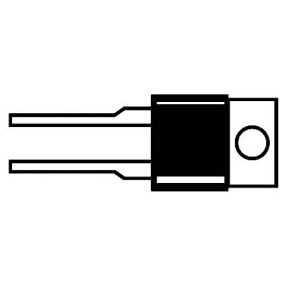 Un contenitore TO-220 con due terminali per componenti elettronici, comunemente utilizzato per transistor o regolatori di tensione.