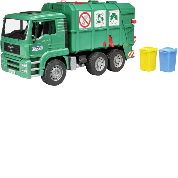 Veicoli industriali e veicoli da cantiere - Camion immondizia con caricatore posteriore verde MAN TGA Bruder - Veicoli industriali e veicoli da cantiere - Camion immondizia con caricatore posteriore verde MAN TGA Bruder -