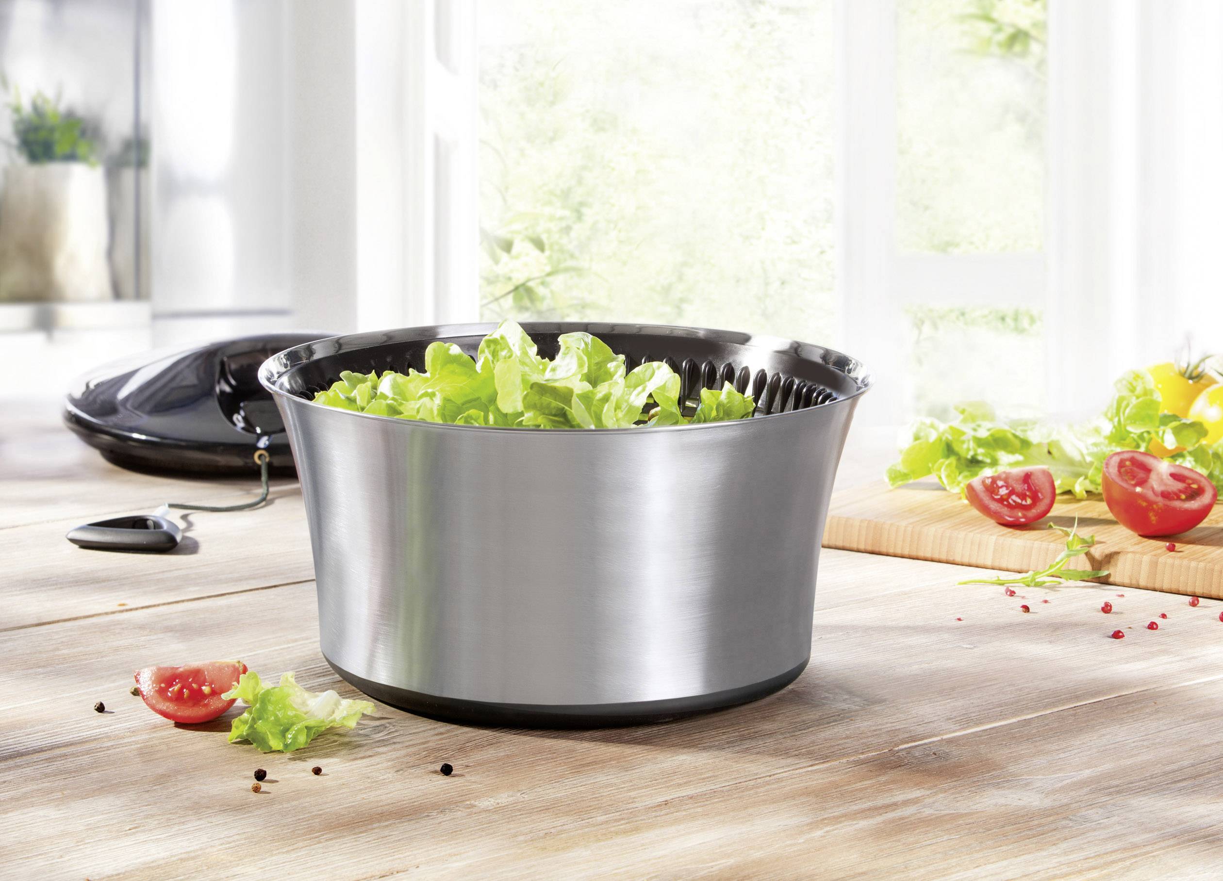 Centrifuga Insalata SveBake Acciaio Inox 4.5L - Asciuga Verdura, Lavastoviglie