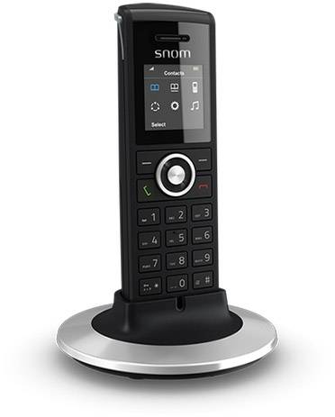 'Telefono cordless con schermo e tastiera su stazione di ricarica. Mostra le opzioni di menu sul display.'