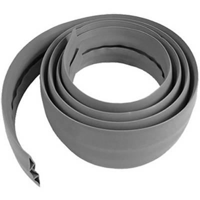Un sigillo di gomma grigio arrotolato, idoneo per l'utilizzo in progetti edili per sigillare giunti o connessioni.