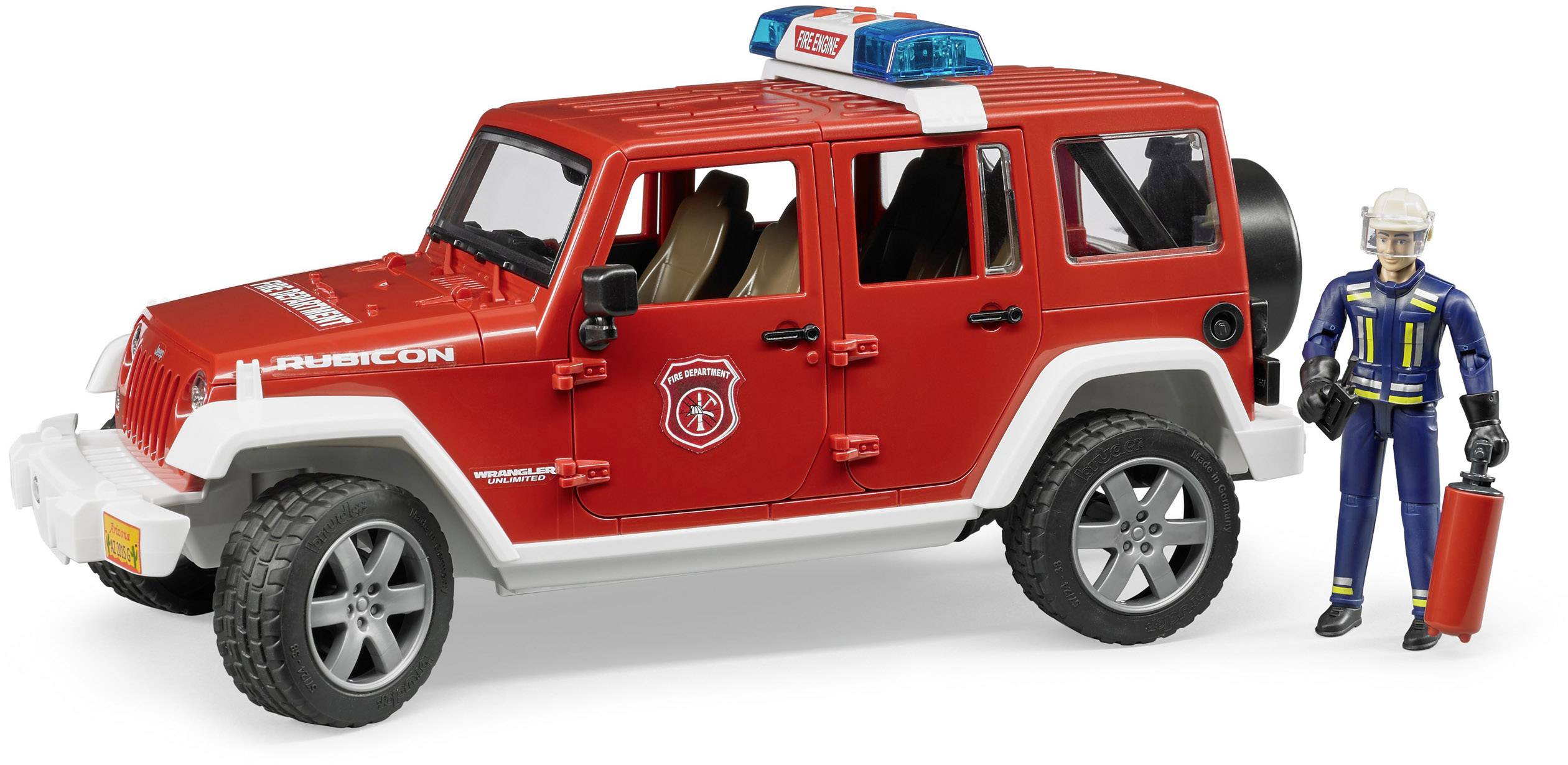 Bruder Jeep Wrangler Unlimited Rubicon Veicolo dei vigili del fuoco con vigile del fuoco