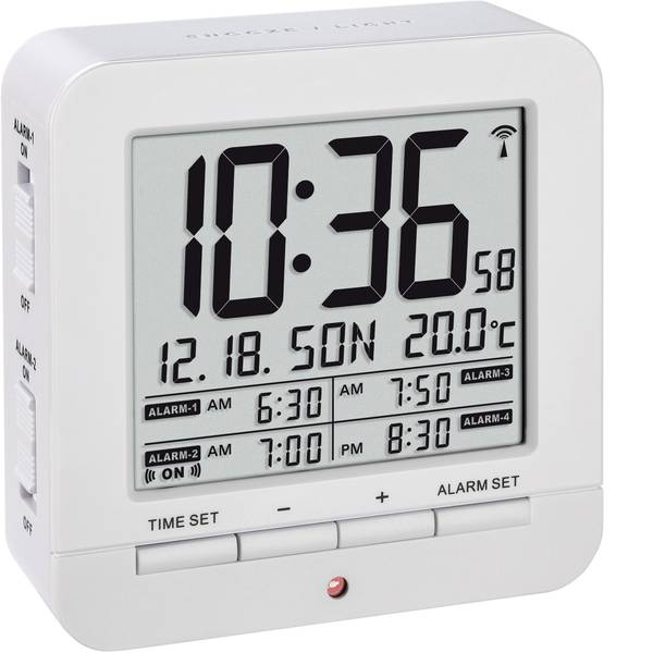 Sveglie - TFA 60.2536.02 Radiocontrollato Sveglia Bianco Tempi di allarme 4 - Sveglie - TFA 60.2536.02 Radiocontrollato Sveglia Bianco Tempi di allarme 4 -