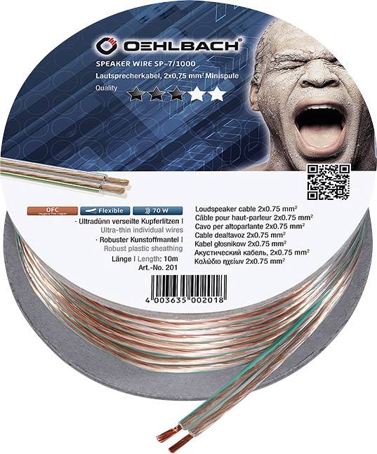 Cavo per altoparlanti 2 x 0.75 mm² Trasparente Oehlbach 201 10 m