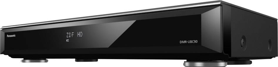 Lettore DVD Panasonic nero con parte anteriore lucida e piedini argentati. Sul display si legge '2:07 HD REC'.