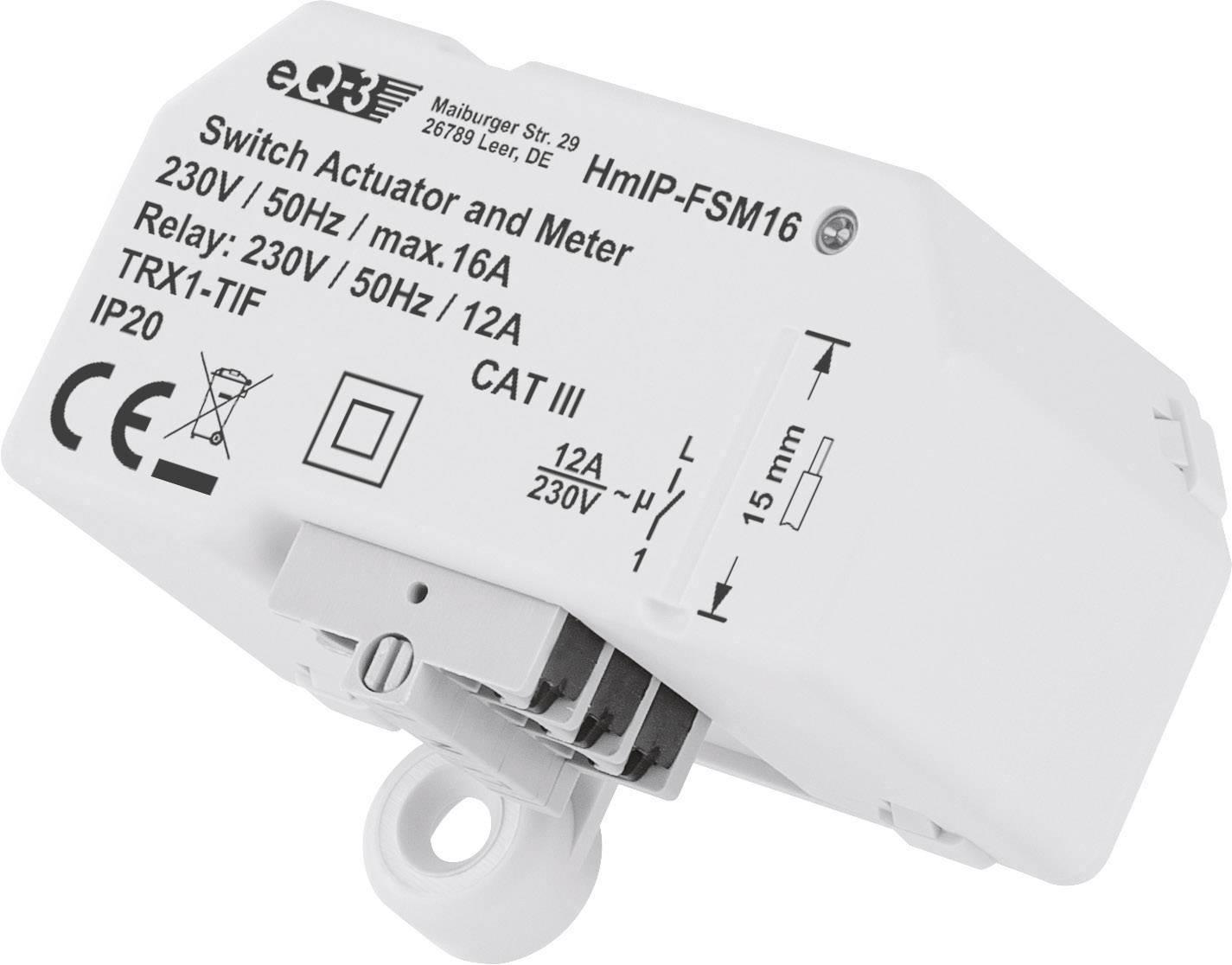 Attuatore di commutazione e contatore, 230V/50Hz/max. 16A, indica relè, TRX1-TIF, IP20, CAT III. Vista laterale con scala delle unità di misura.