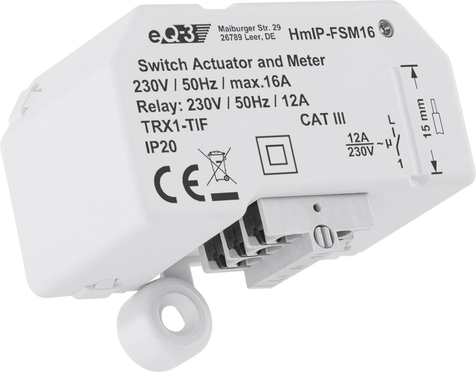 Attuatore elettronico con funzione di misurazione, 230V, max. 16A, grado di protezione IP20, idoneo per interni, montabile su guida da 15mm.