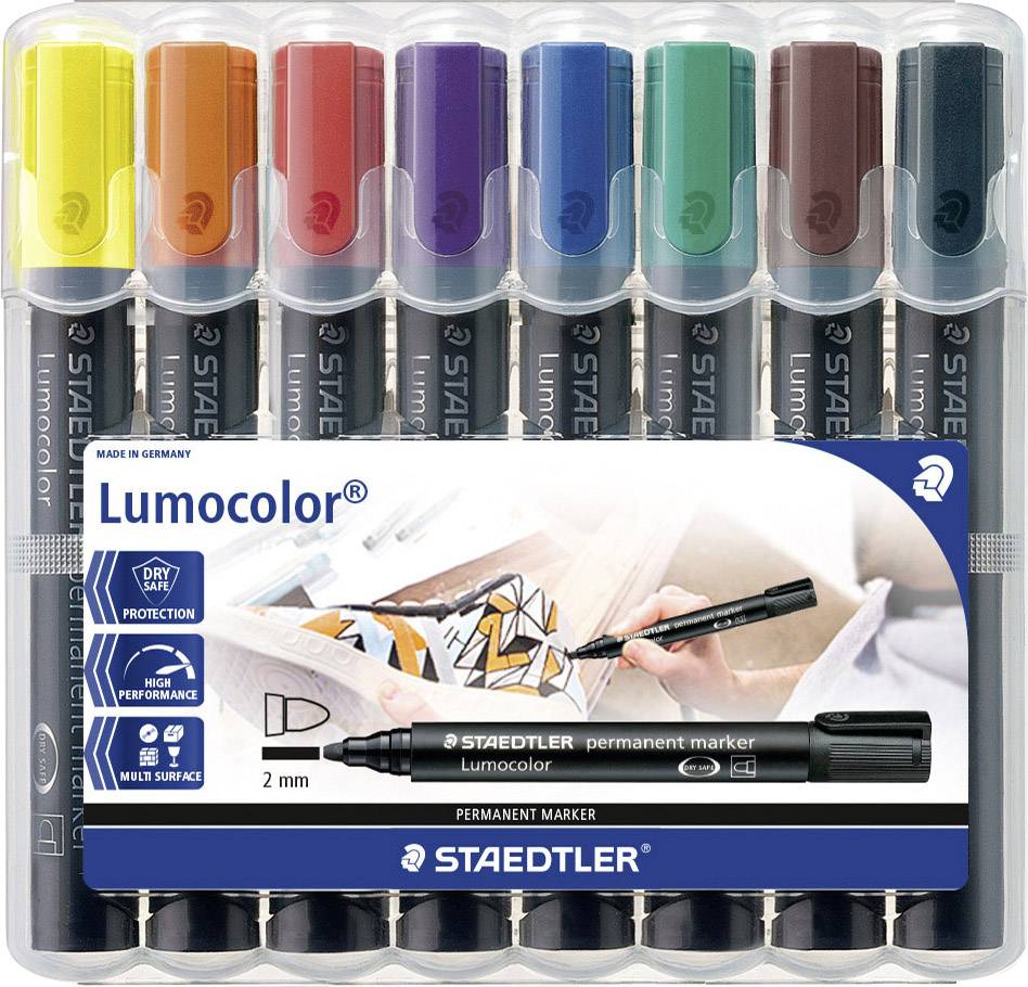 Staedtler 352 352 WP8 Marcatore indelebile Nero, Marrone, Verde, Blu, Viola, Rosso, Arancione, Giallo resistente all'acqua: Sì
