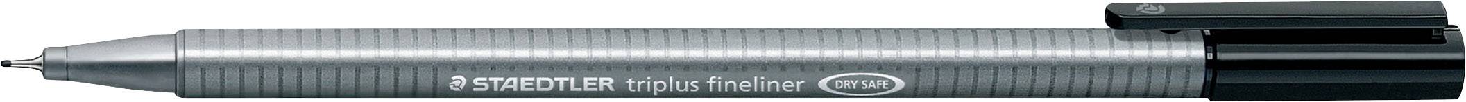 STAEDTLER Fineliner triplus, schwarz, Strichstärke: 0,3 mm dreieckig, metallgefasste Spitze, DRY SAFE, auswaschbar (334-