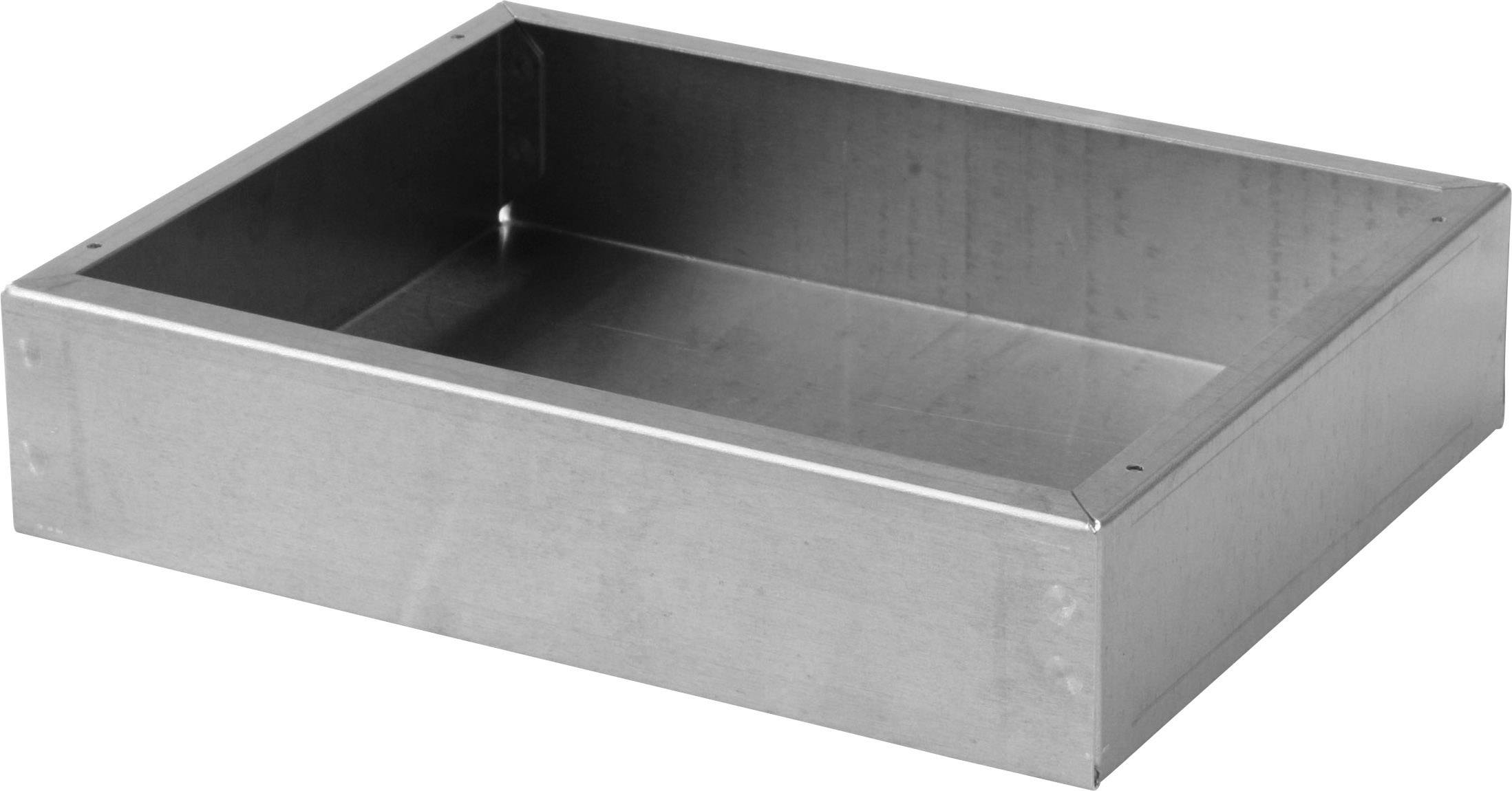 Contenitore rettangolare in metallo con pareti basse, utilizzato per la conservazione o come stampo da forno.