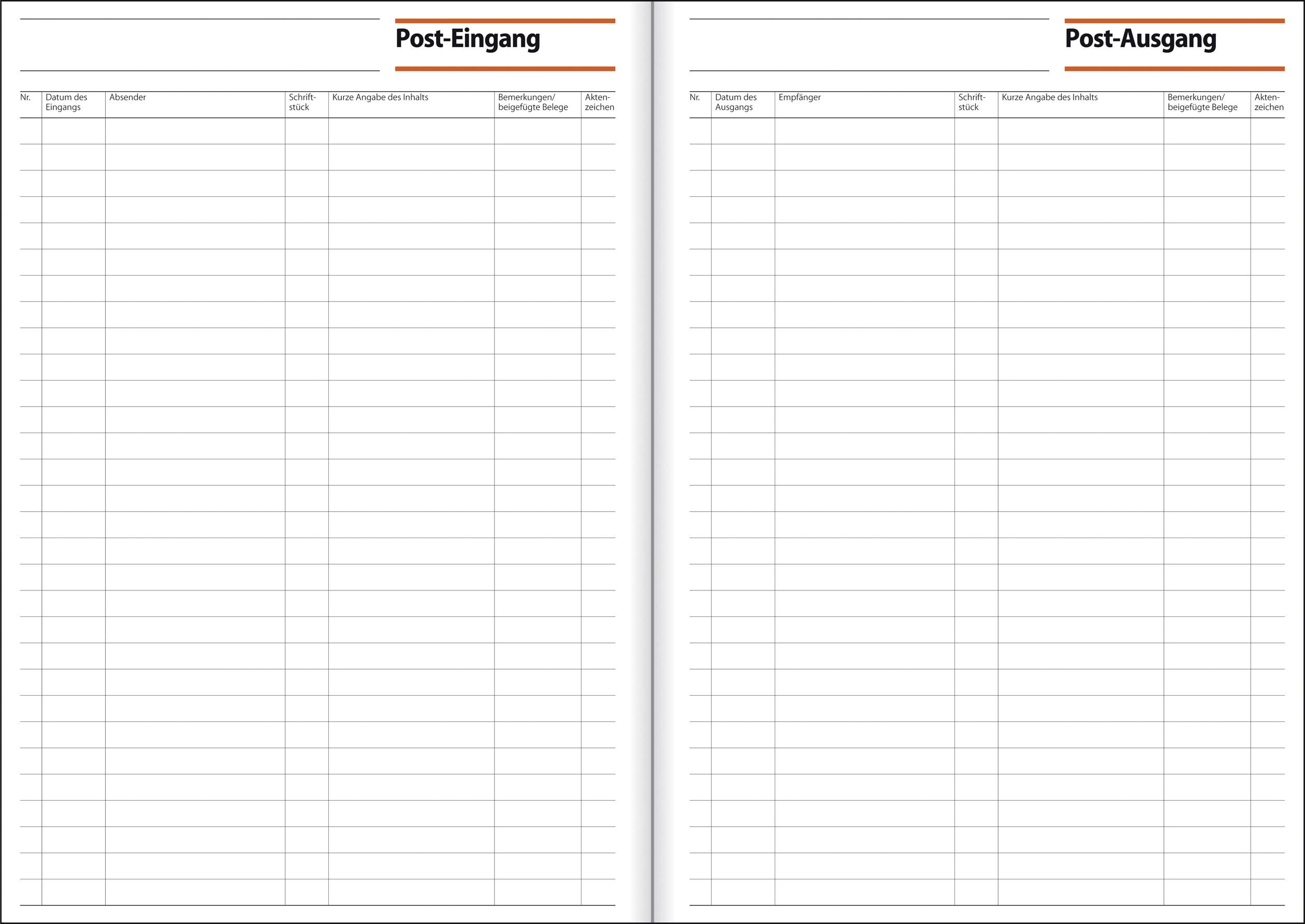 sigel Formularbuch "Post-Eingang-Post-Ausgang", A4, 50 Blatt - für den Markt: D (PG415)-1