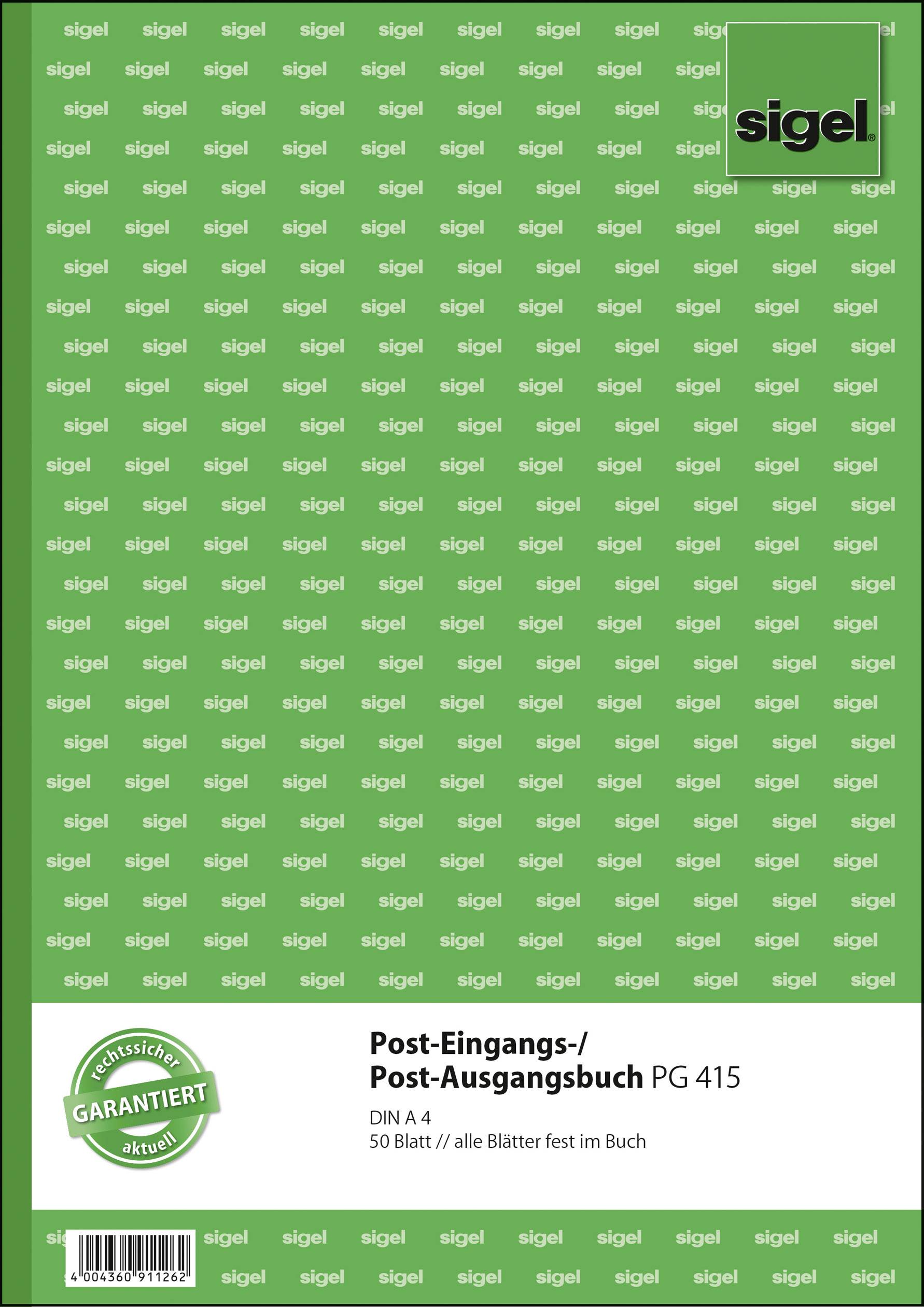 sigel Formularbuch "Post-Eingang-Post-Ausgang", A4, 50 Blatt - für den Markt: D (PG415)-0