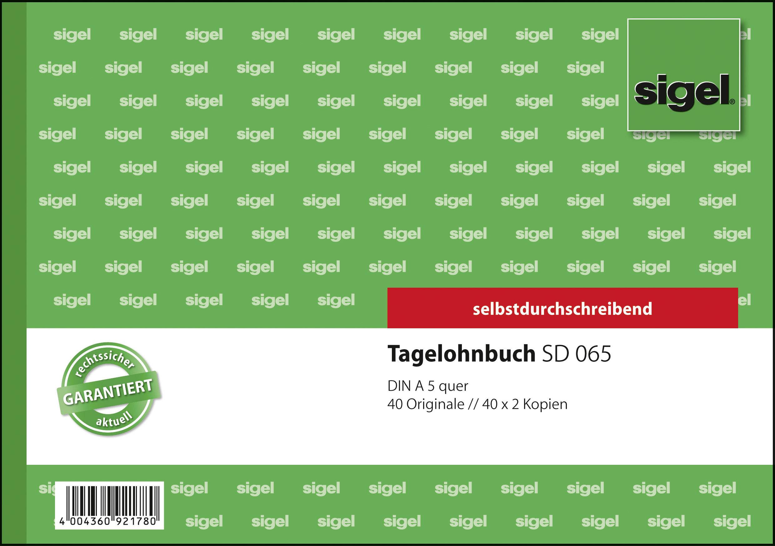 sigel Formularbuch "Tagelohnbuch", A5 quer, 3 x 40 Blatt, SD - für den Markt: D (SD065)-0