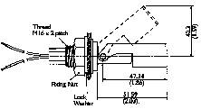 Disegno tecnico di un connettore elettrico con indicazioni dimensionali dettagliate, comprendente filettatura M16 e specifiche di lunghezza.