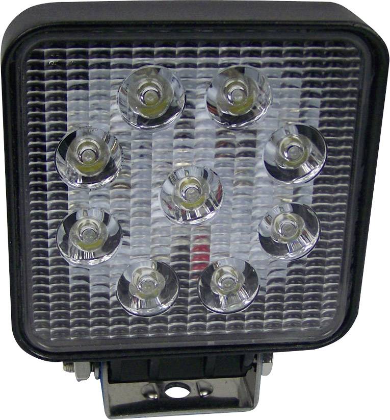 Plafoniera LED quadrata con nove LED visibili disposti a griglia, adatta per applicazioni come illuminazione da lavoro o per veicoli.