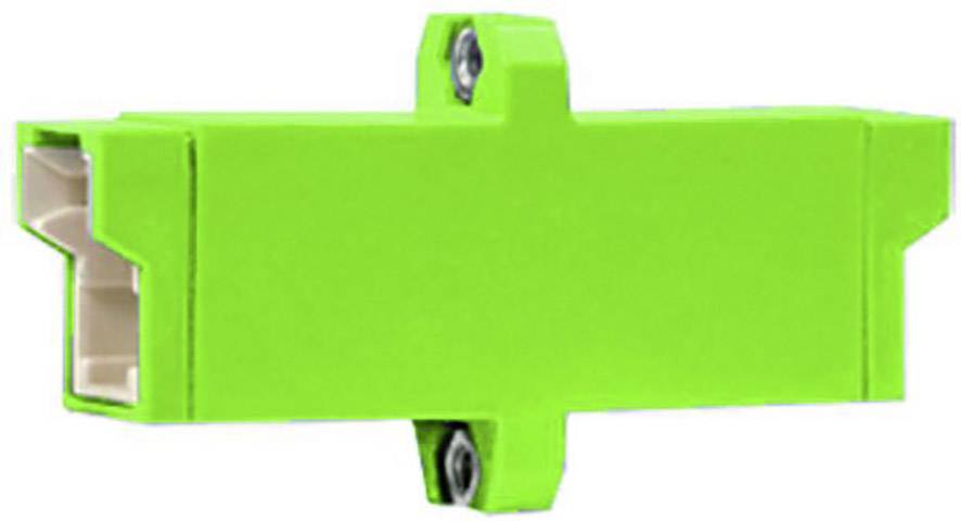 Spinotto in plastica verde con forma rettangolare e due connessioni a vite. Principalmente utilizzato per connessioni elettriche.