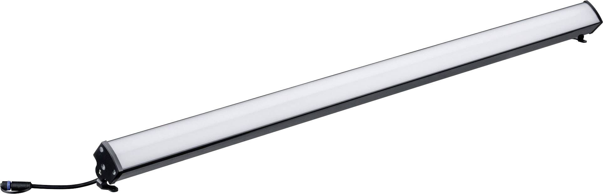 Barra luminosa LED in forma rettangolare, colore nero con elemento luminoso bianco, idonea per l'illuminazione di interni o superfici di lavoro.