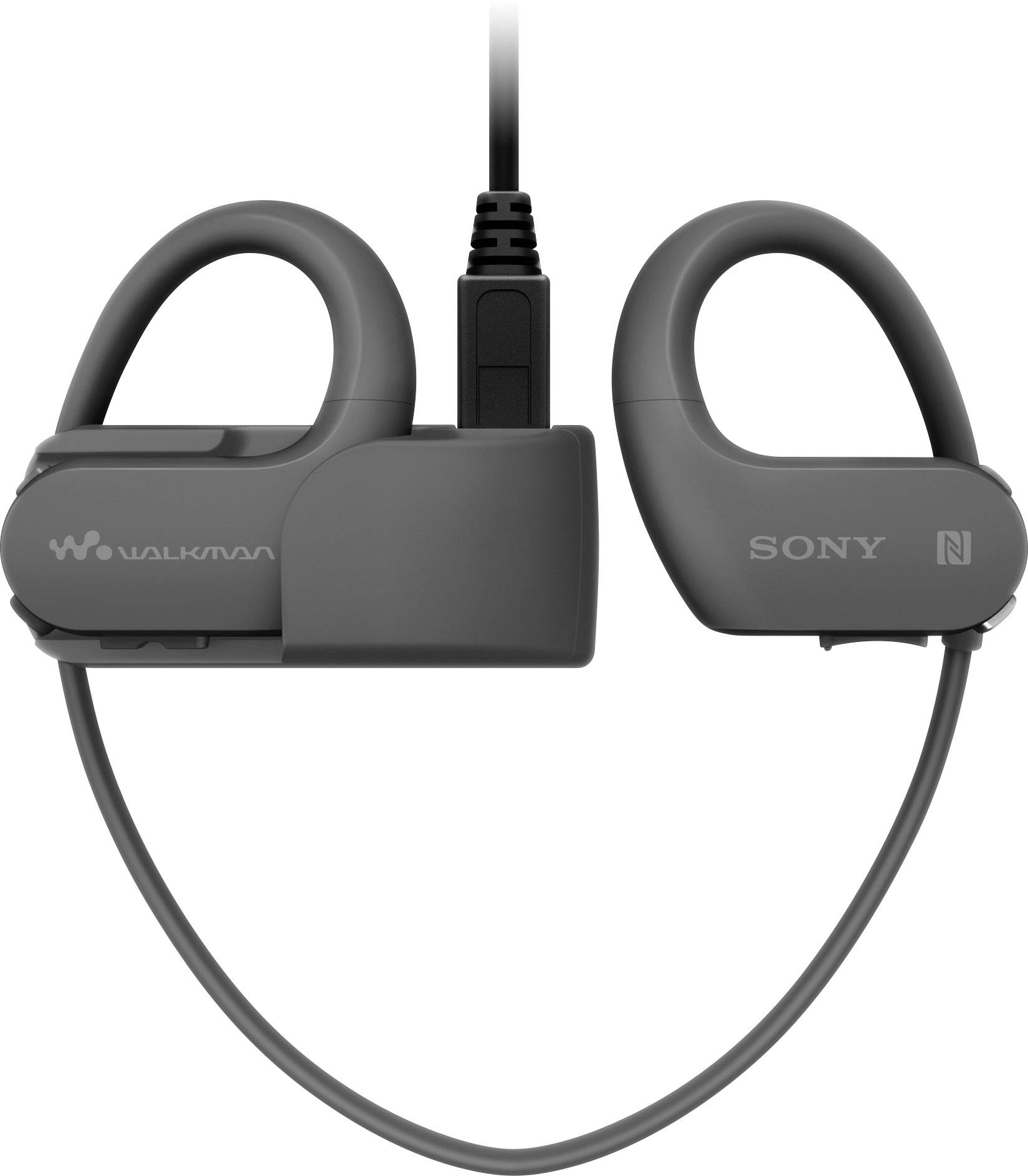 Cuffie wireless nere con scritta 'Walkman' e 'Sony', ideali per attività sportive, con NFC integrato.
