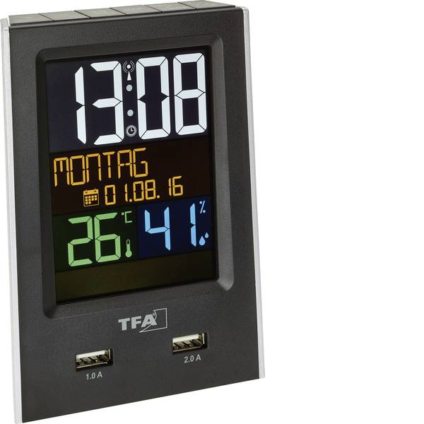 Sveglie - TFA 60.2537.01 Radiocontrollato Sveglia Nero Tempi di allarme 1 - Sveglie - TFA 60.2537.01 Radiocontrollato Sveglia Nero Tempi di allarme 1 -