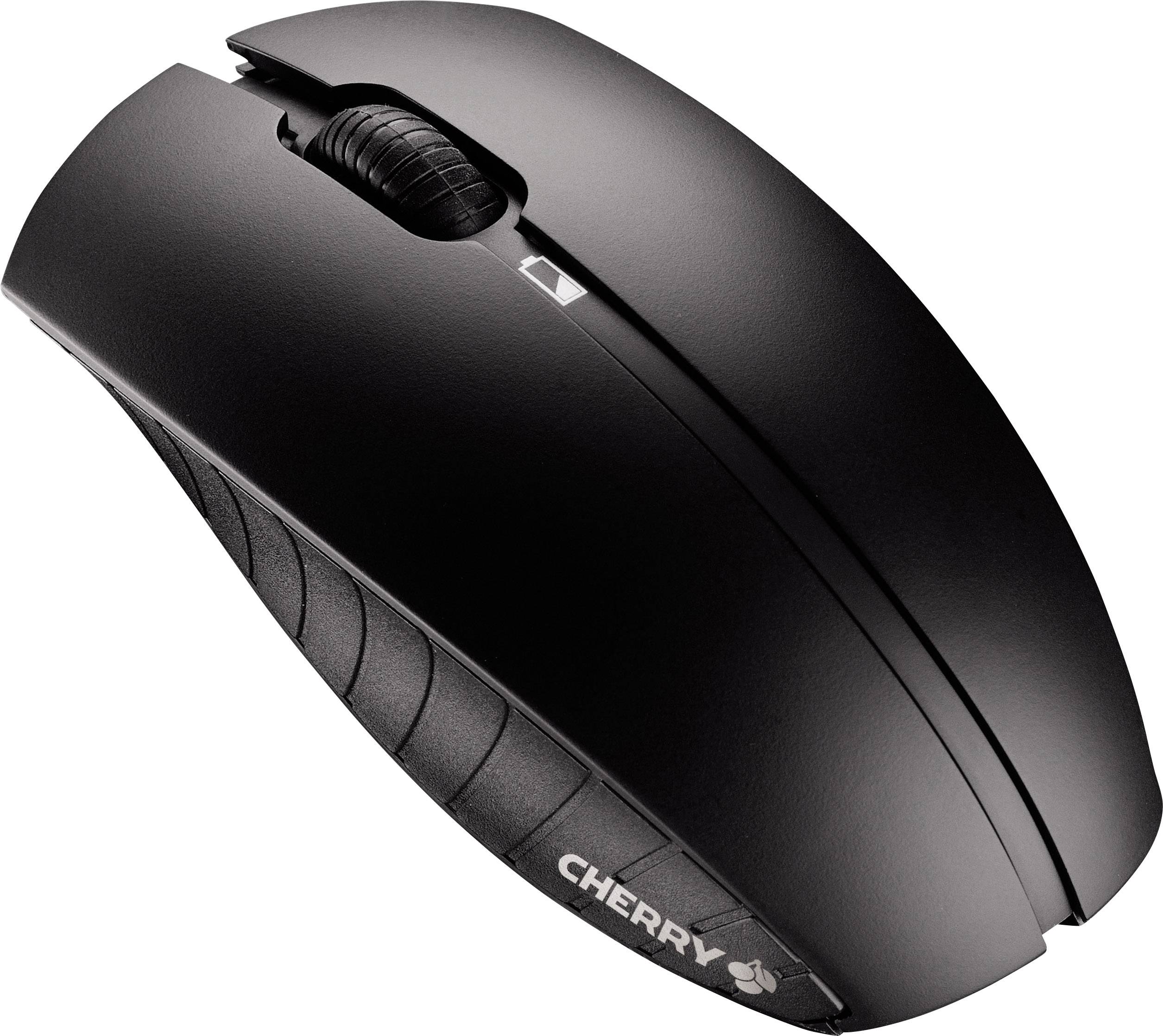 Mouse wireless nera con design ergonomico, logo sul lato. Rotella di scorrimento zigrinata e superficie liscia.