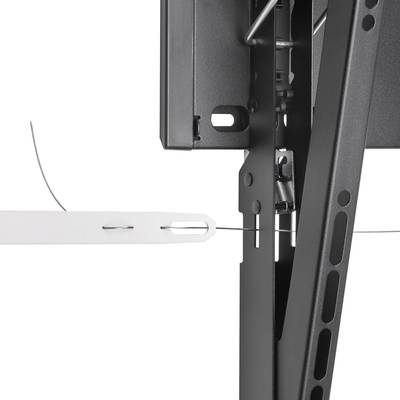 Un sistema meccanico in metallo con bracci di leva e molle. Sembra essere parte di un mobile o dispositivo regolabile.
