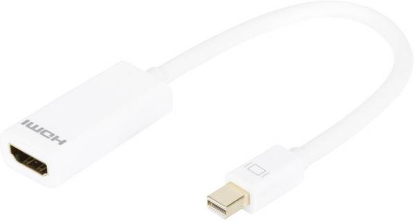 Digitus DB-340404-001-W HDMI / Mini-DisplayPort Adattatore [1x Spina Mini DisplayPort - 1x Presa HDMI] Bianco tondo, doppia schermatura 15.00 cm