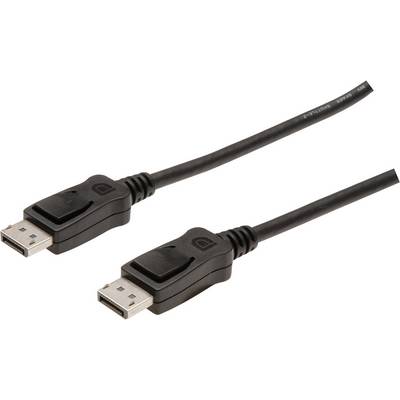 Un cavo DisplayPort nero con due connettori identici alle estremità, adatto per collegare monitor e computer.