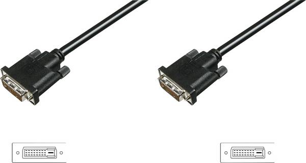 Digitus DVI Cavo Spina DVI-D 24+1pol. , Spina DVI-D 24+1pol.  2.00 m Nero AK-320108-020-S tondo, doppia schermatura Cavo DVI