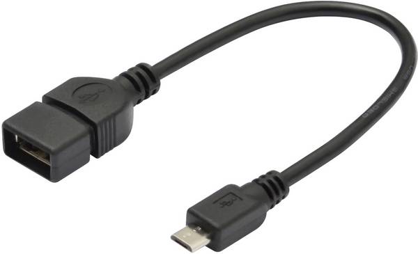 CAVO ADATTATORE DIGITUS OTG USB 2.0 MICRO-B TO USB A, M/F, 0,20MT, NERO, AK300309002S