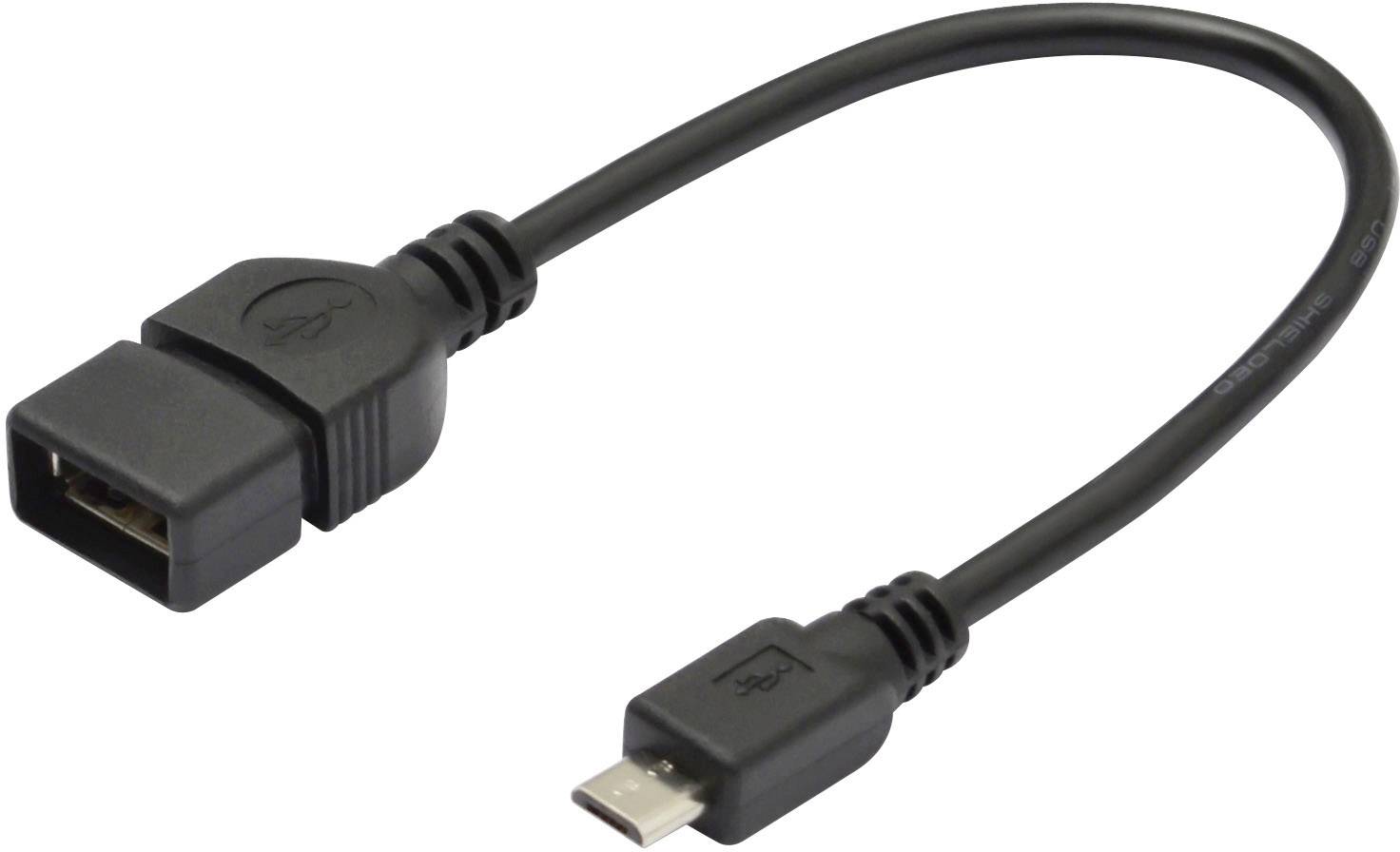 CAVO ADATTATORE DIGITUS OTG USB 2.0 MICRO-B TO USB A, M/F, 0,20MT, NERO, AK300309002S-0