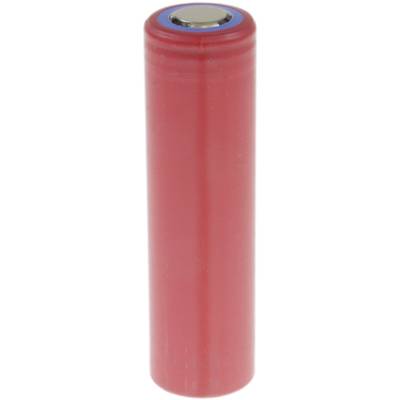 Batteria rossa, cilindrica, con contatti metallici sulla sommità.