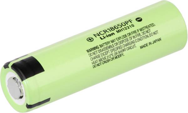 Panasonic NCR18650PF 3,6V 2900mAh 3,5C, max 10A, senza PTC, dimensioni 65,3x18,5mm