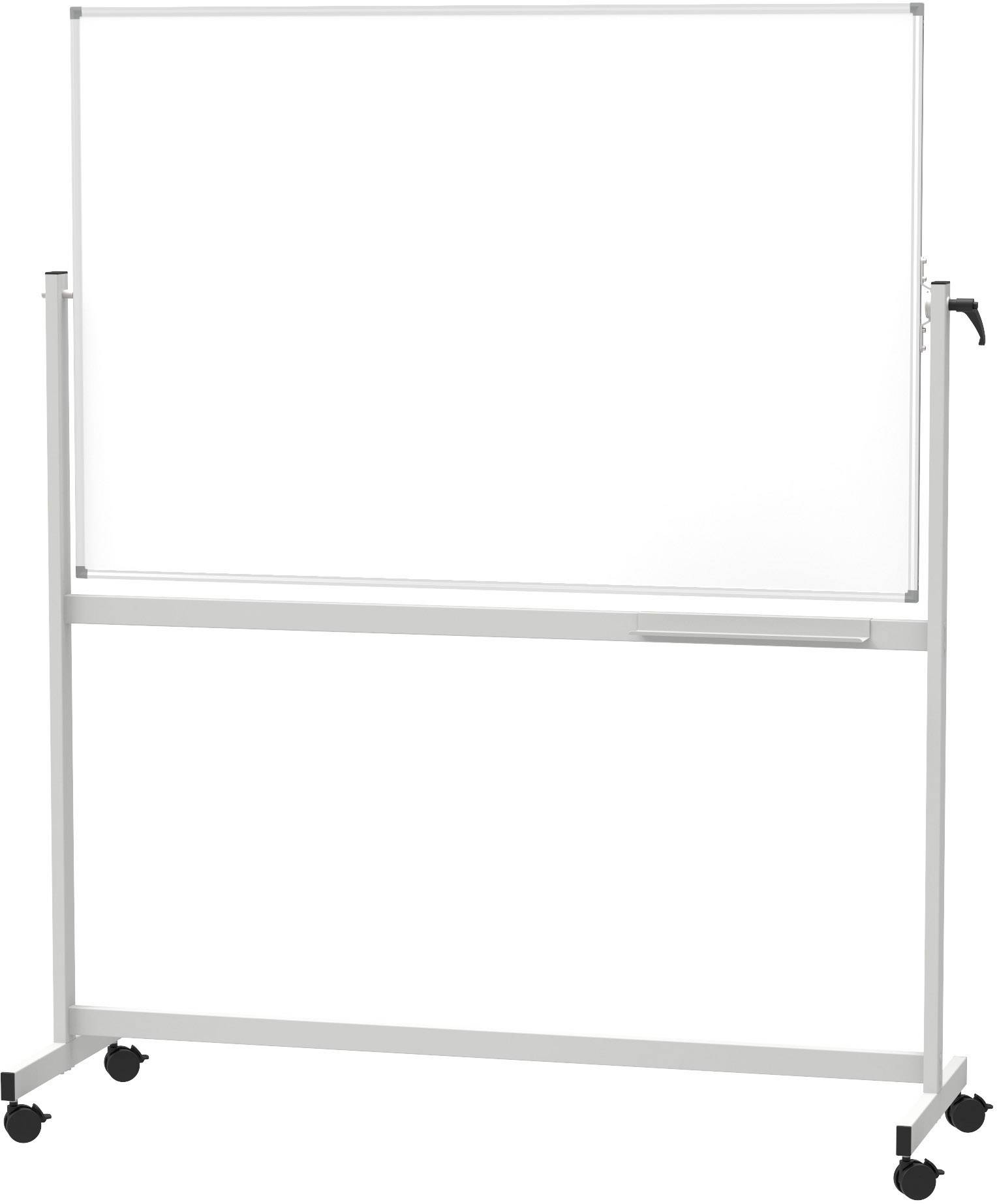 Maul Lavagna bianca Whiteboard mobile MAULstandard, Emaille (L x A) 180 cm x 120 cm Bianco smaltato orientabile, Utilizzabile su entrambi i lati, Incl. ripiano portaoggetti, Incl. kit rulli