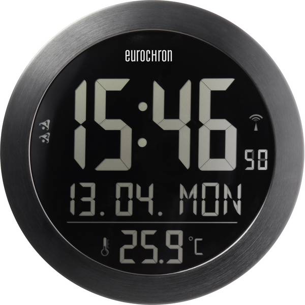 Orologi da parete - Eurochron Radiocontrollato Orologio da parete 205 mm x 26.5 mm Nero display negativo - Orologi da parete - Eurochron Radiocontrollato Orologio da parete 205 mm x 26.5 mm Nero display negativo -