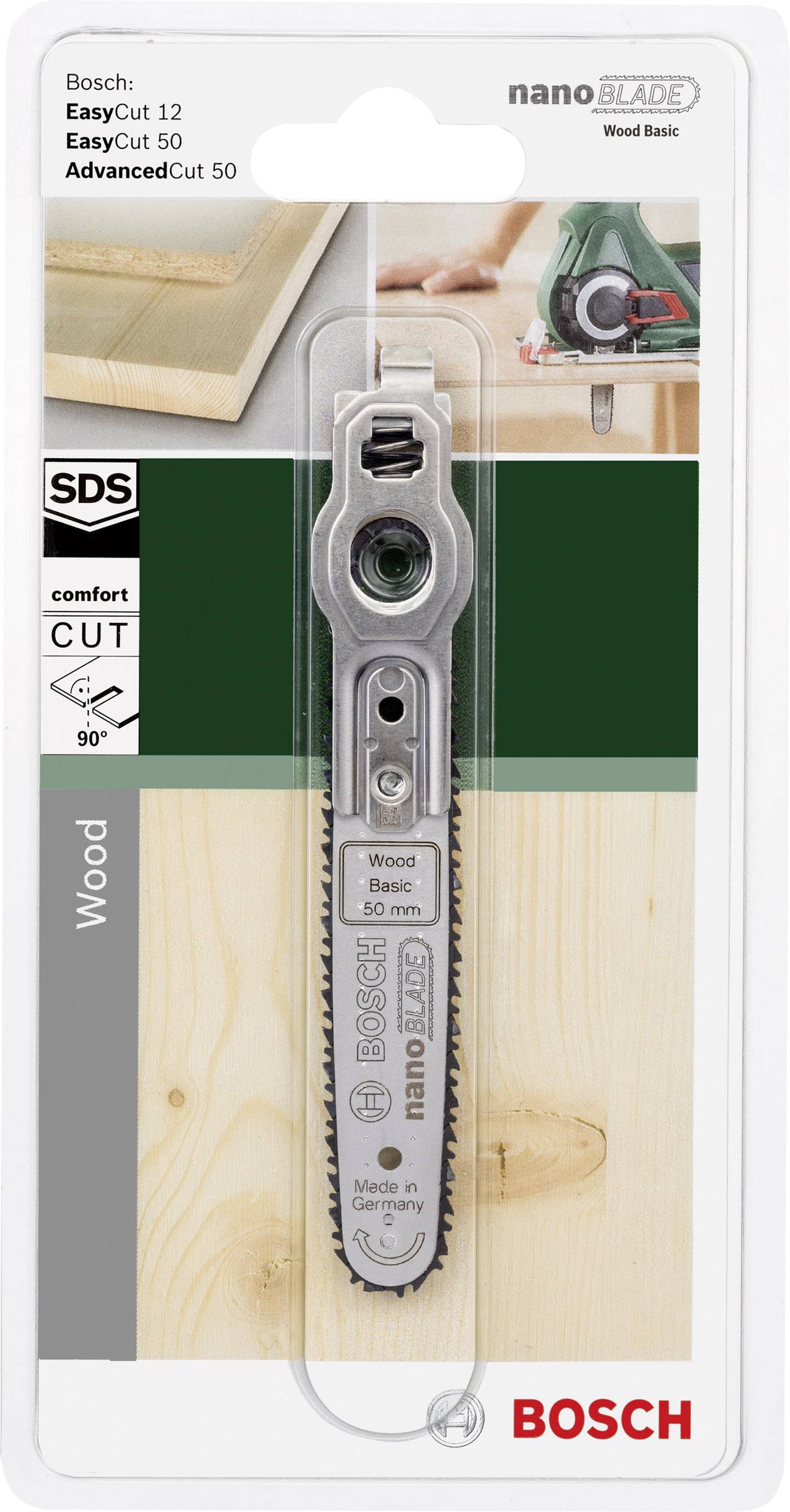 'Lama per sega a sciabola Bosch per legno, adatto per i modelli EasyCut 12, EasyCut 50, AdvancedCut 50.'