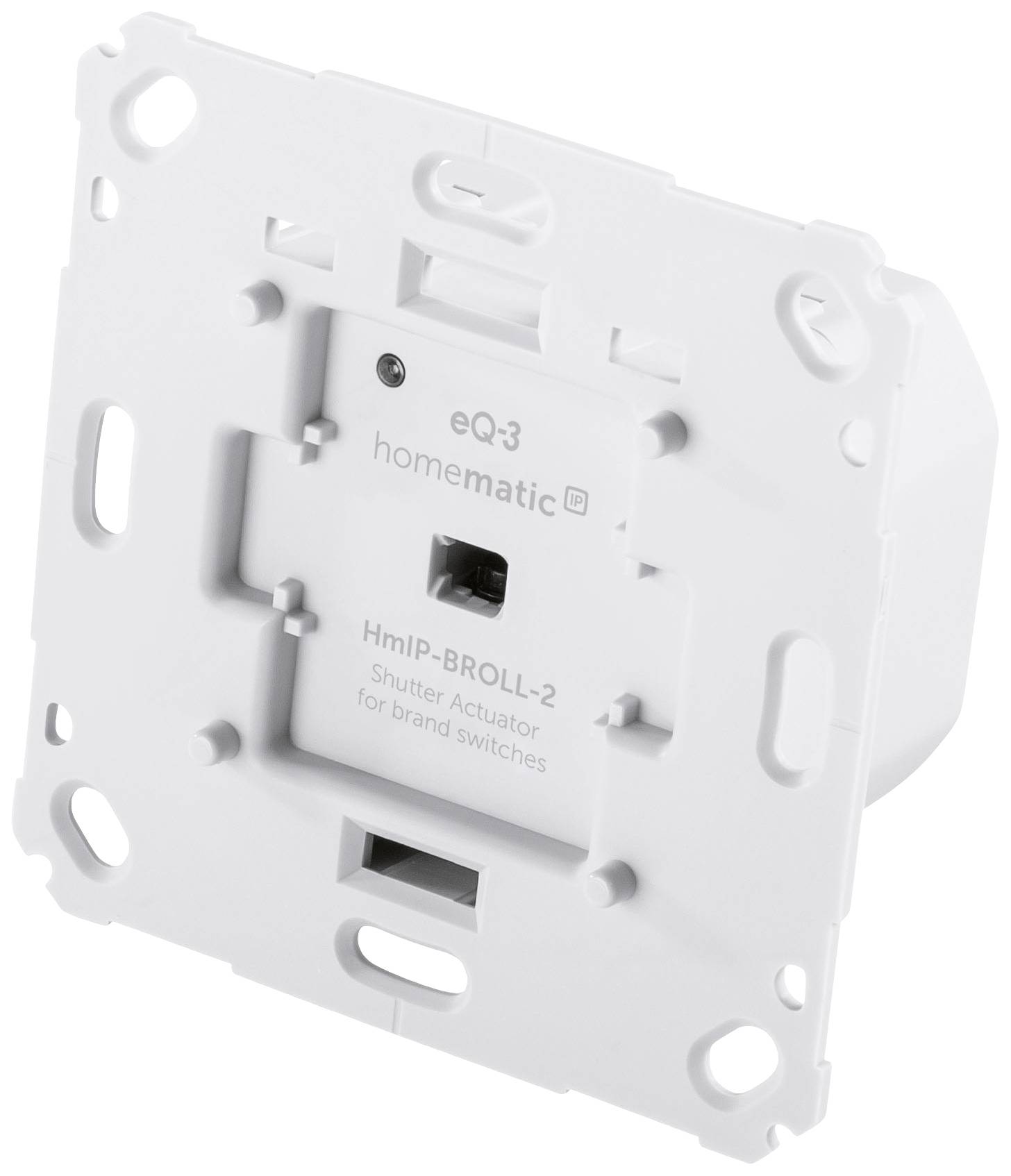 Interruttore elettrico bianco per tapparelle di Homematic IP, modello HMIP-BROLL-2, per il controllo di avvolgibili in combinazione con interruttori di marca.