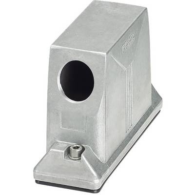 Involucro metallico di forma rettangolare con un foro rotondo sul lato frontale, poggiato su una base stabile fissata con una vite.
