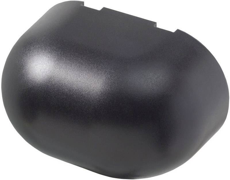 Copertura in plastica nera, arrotondata, con superficie liscia.