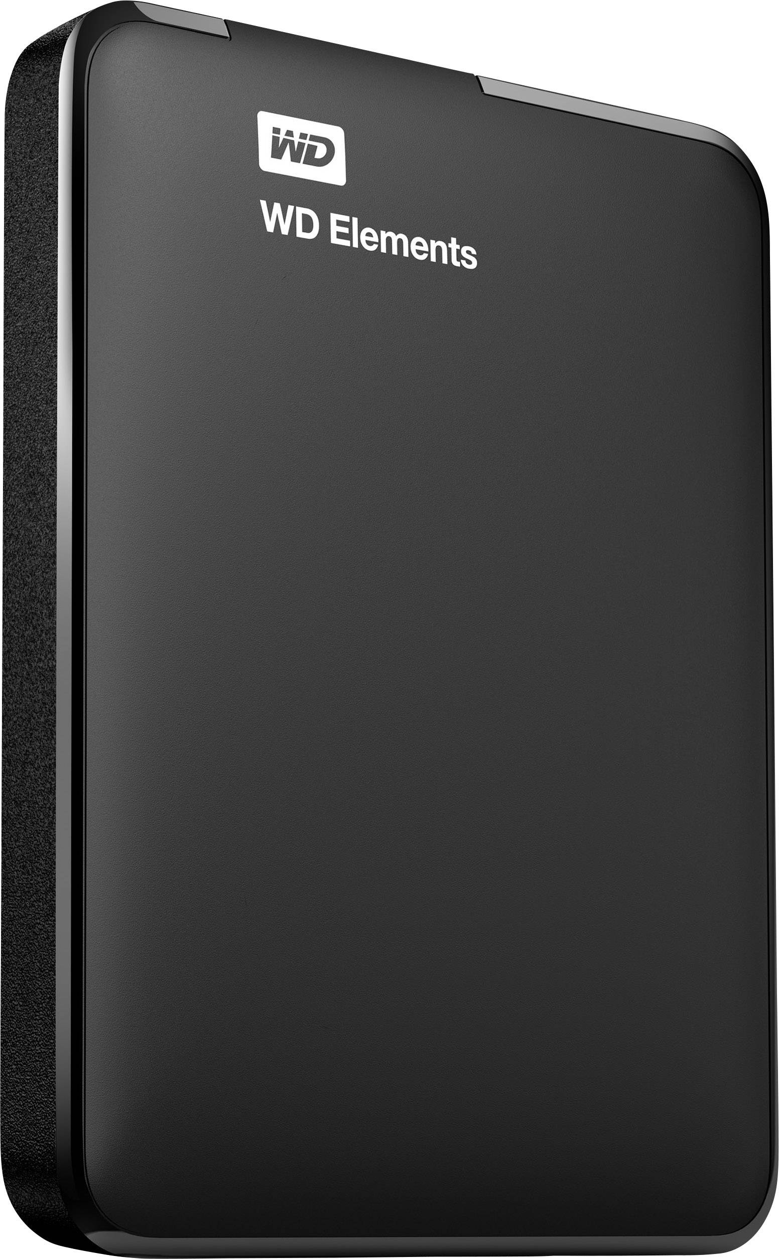 Hard disk esterno 'WD Elements' in custodia nera, compatto e portatile, idoneo per il backup e l'espansione della memoria.