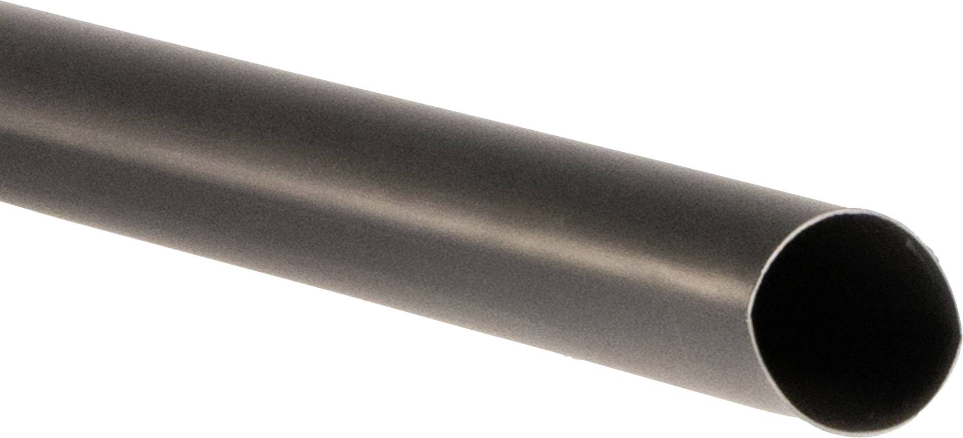 Un lungo tubo metallico nero con superficie liscia, che si estende diagonalmente da sinistra a destra.