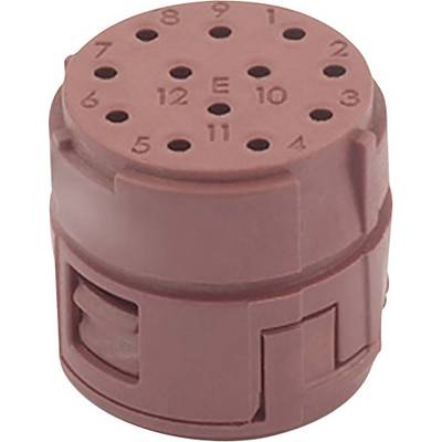 Bottone rotondo rosso in plastica con numeri stampati da 1 a 12 e la lettera 'E' al centro; comunemente utilizzato in applicazioni tecniche.